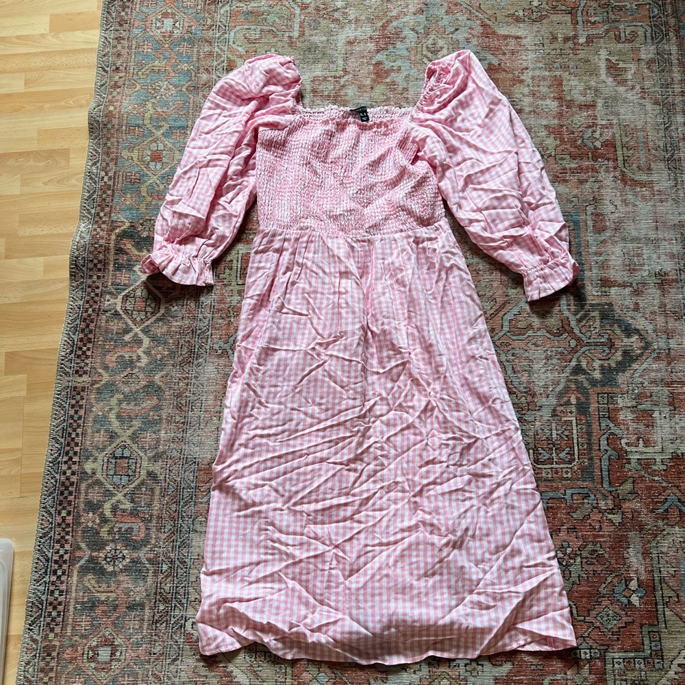 ASOS curve size 14 pink plaid dress NWT